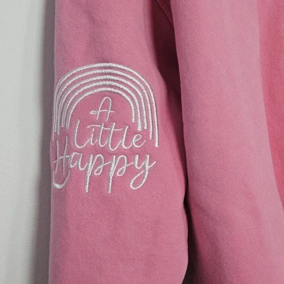 Sun Kissed Coconut Womens Sweatshirt Sz M Pink Crewneck Embroidered Happy Era - Picture 8 of 9